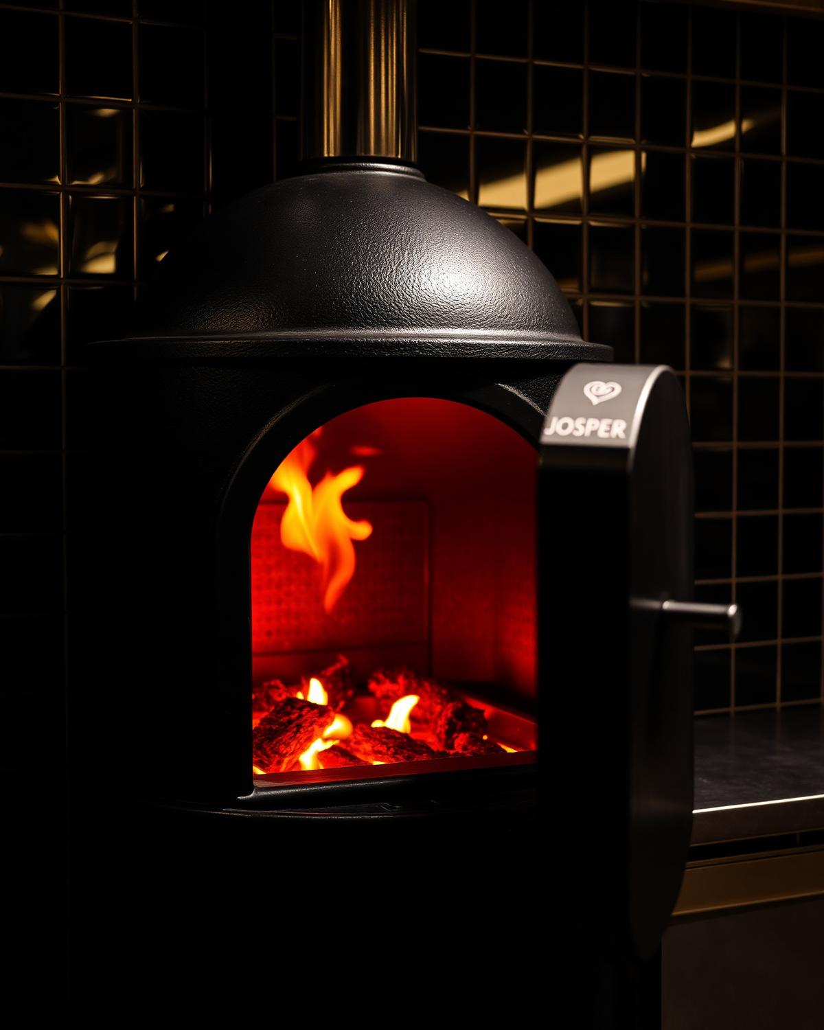 Horno de brasa Josper encendido en la cocina de Tramontana